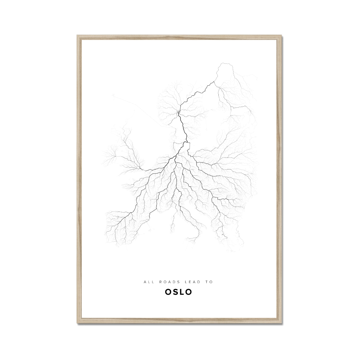 All roads lead to Oslo (Norway) Fine Art Map Print