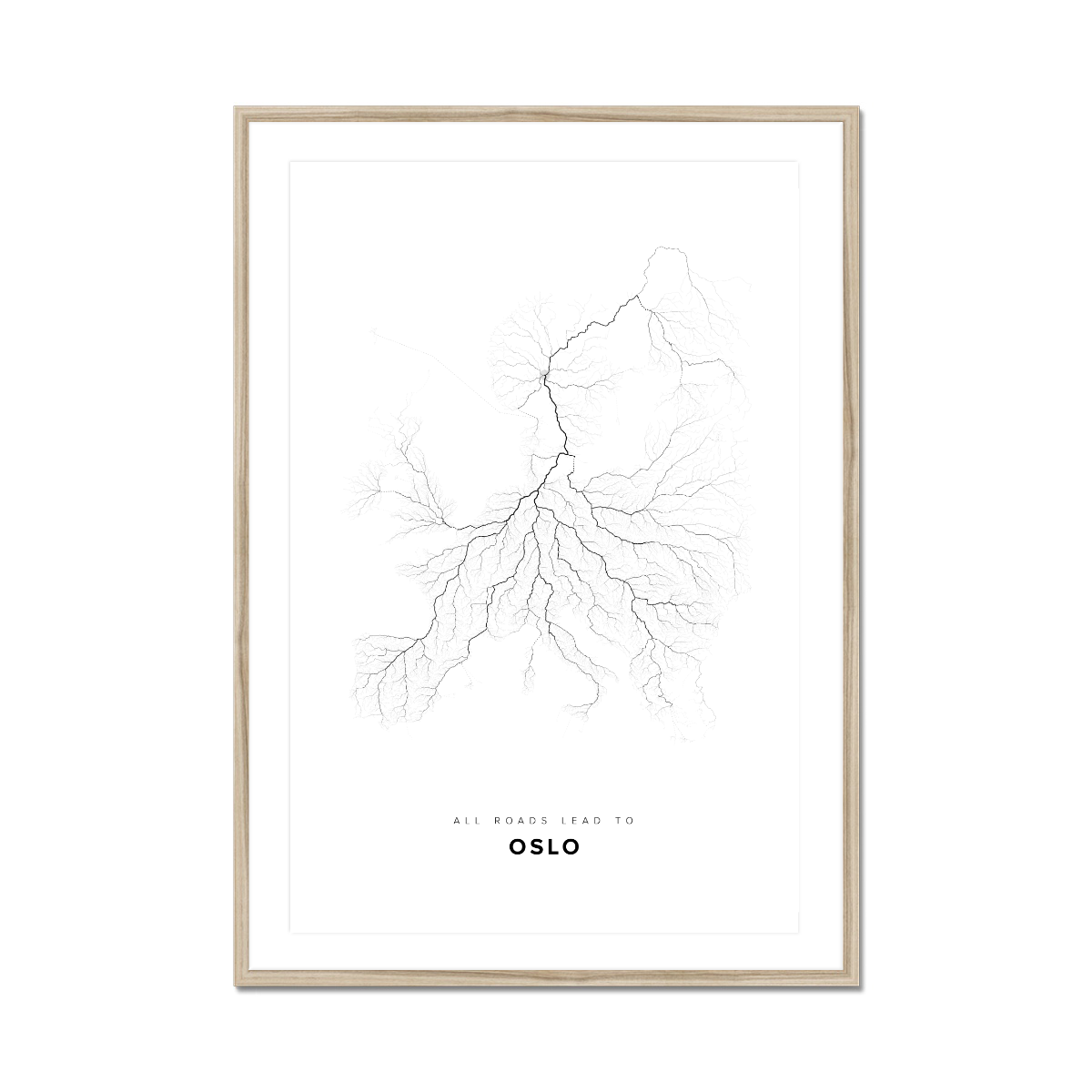 All roads lead to Oslo (Norway) Fine Art Map Print
