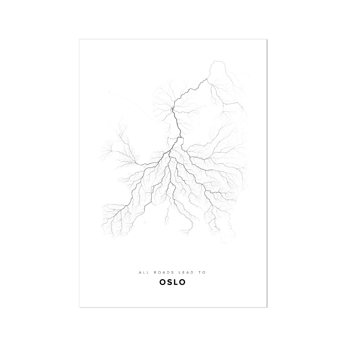 All roads lead to Oslo (Norway) Fine Art Map Print