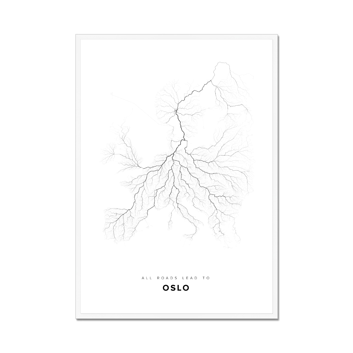 All roads lead to Oslo (Norway) Fine Art Map Print