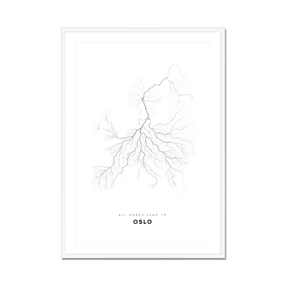 All roads lead to Oslo (Norway) Fine Art Map Print