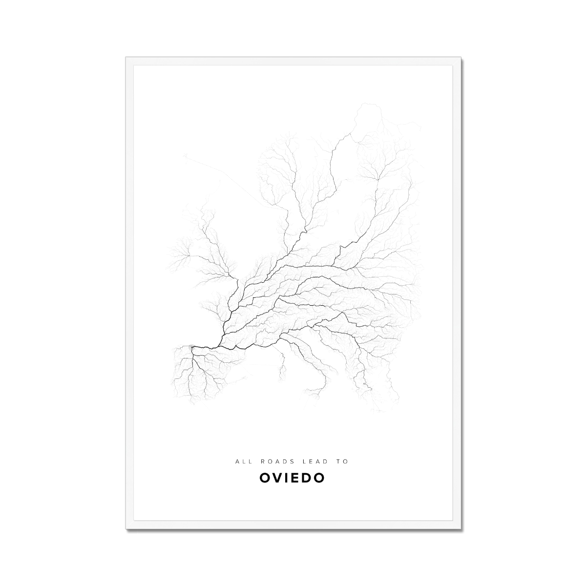 All roads lead to Oviedo (Spain) Fine Art Map Print