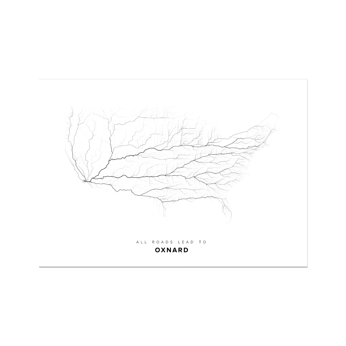 All roads lead to Oxnard (United States of America) Fine Art Map Print