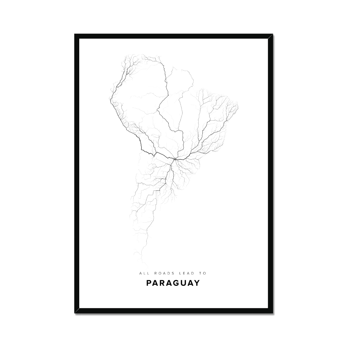All roads lead to Paraguay Fine Art Map Print