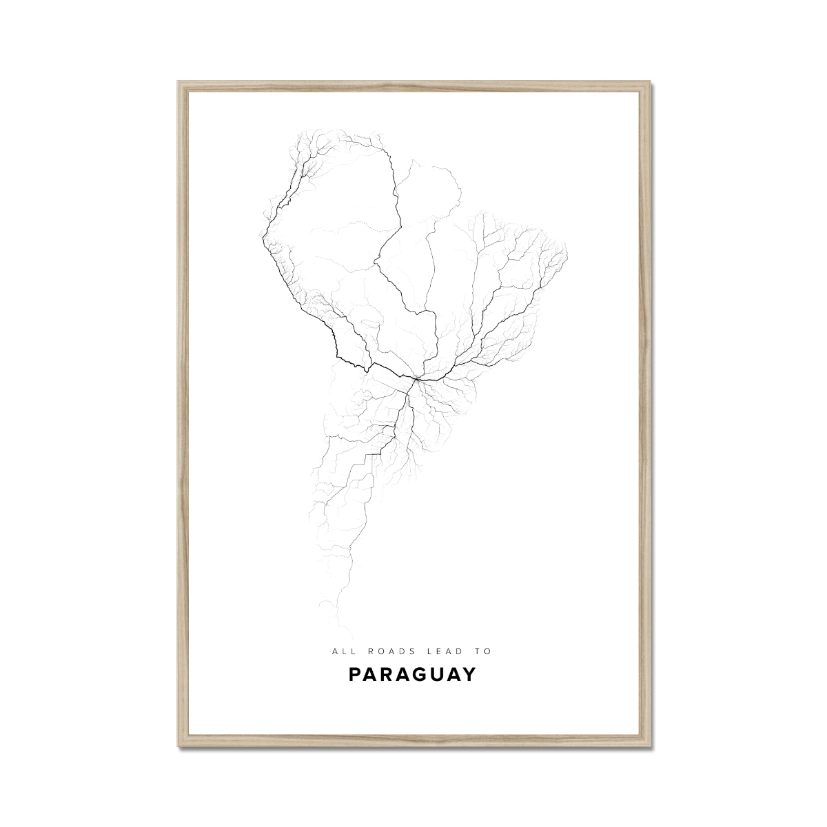 All roads lead to Paraguay Fine Art Map Print