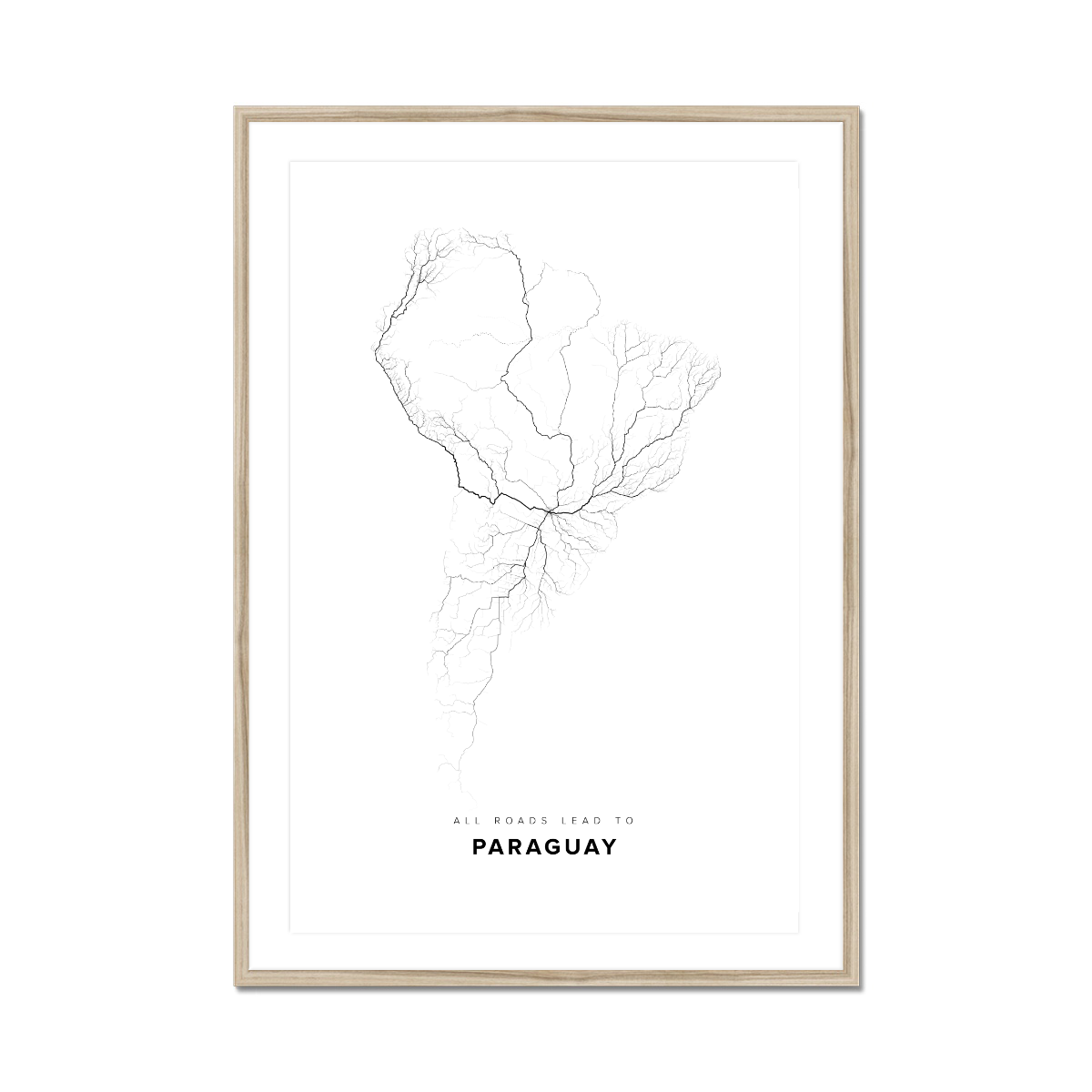All roads lead to Paraguay Fine Art Map Print