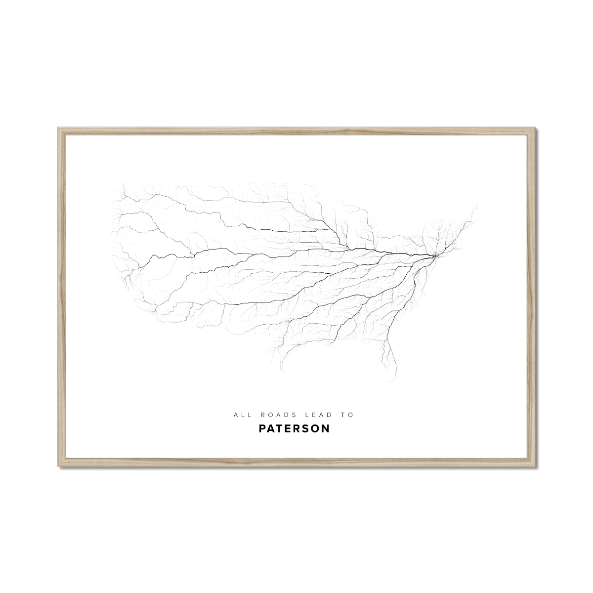 All roads lead to Paterson (United States of America) Fine Art Map Print