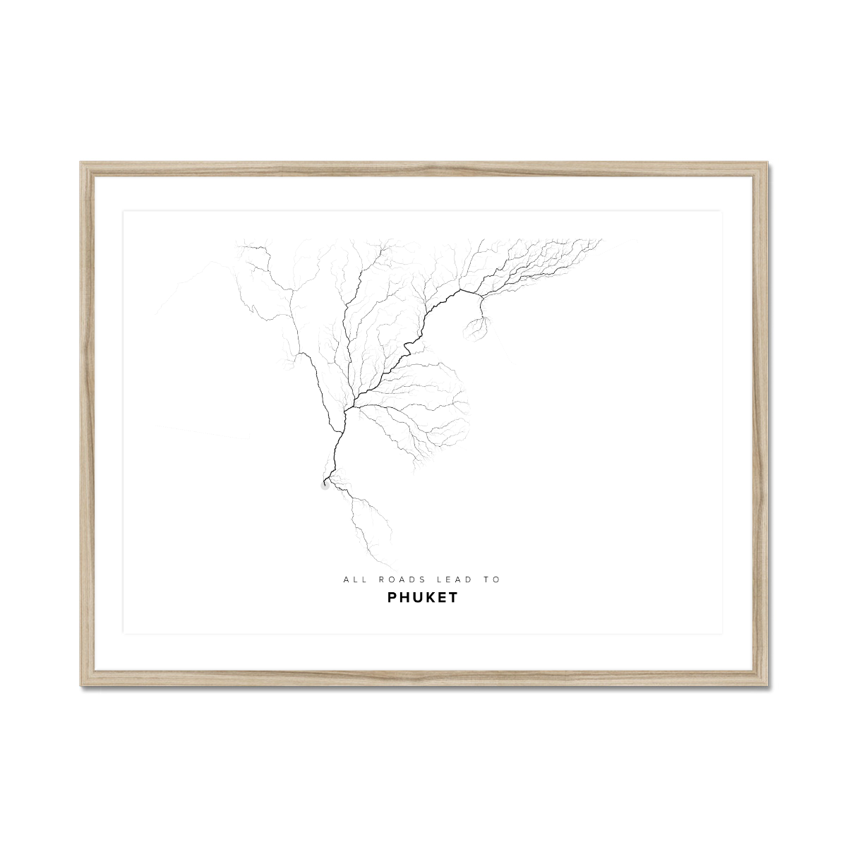 All roads lead to Phuket (Thailand) Fine Art Map Print