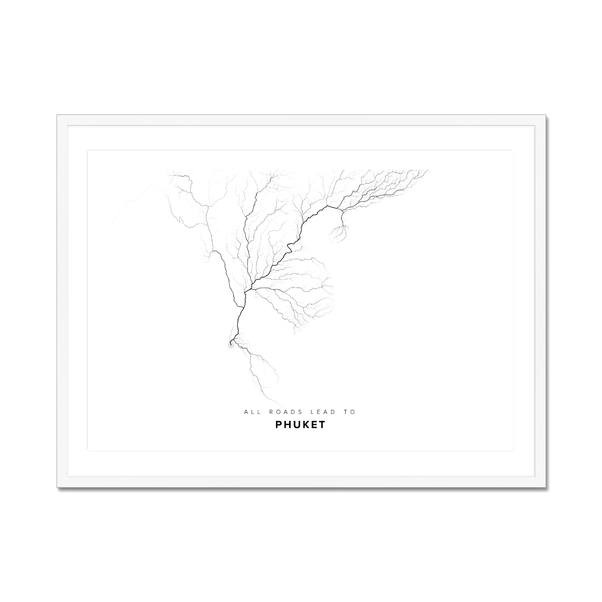 All roads lead to Phuket (Thailand) Fine Art Map Print