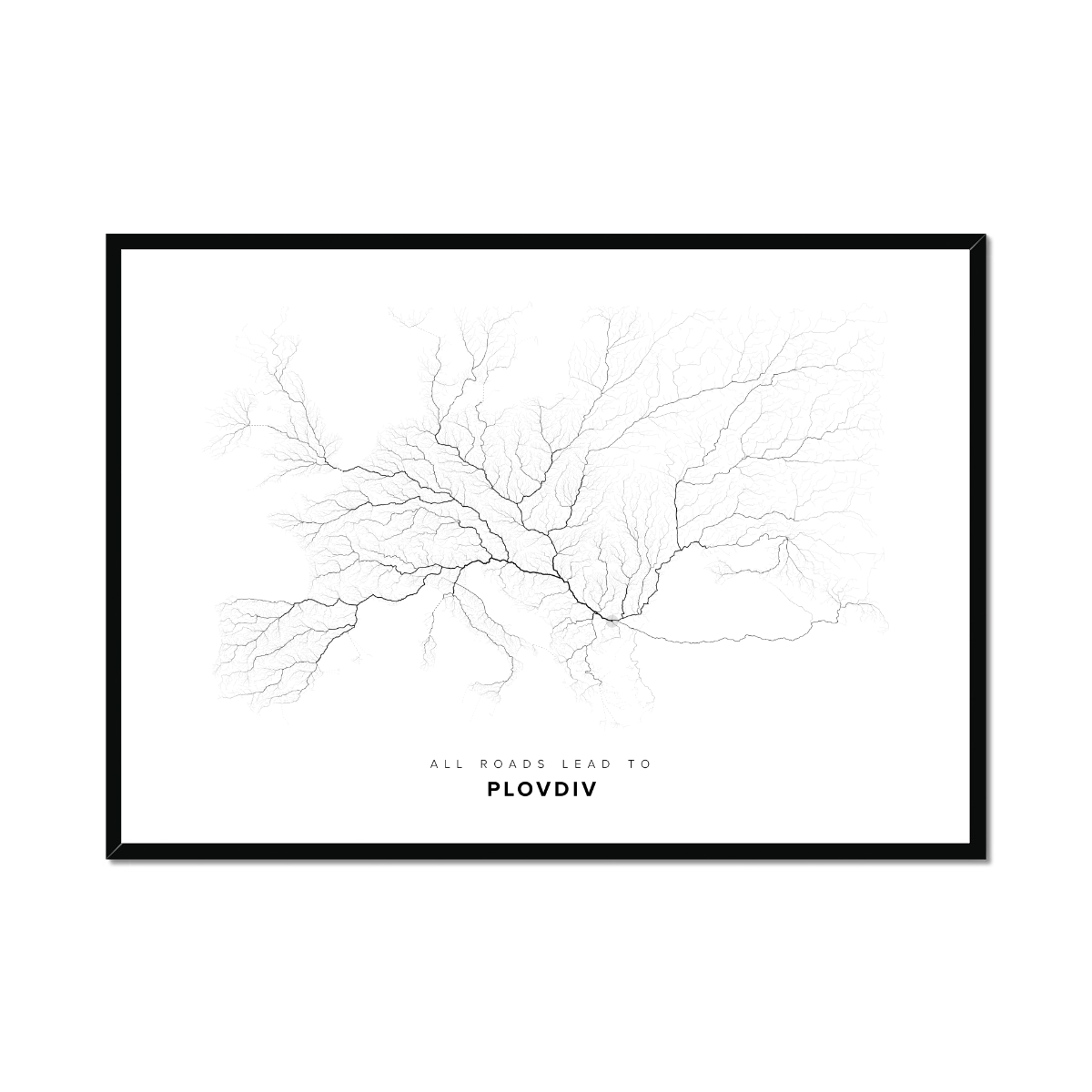 All roads lead to Plovdiv (Bulgaria) Fine Art Map Print