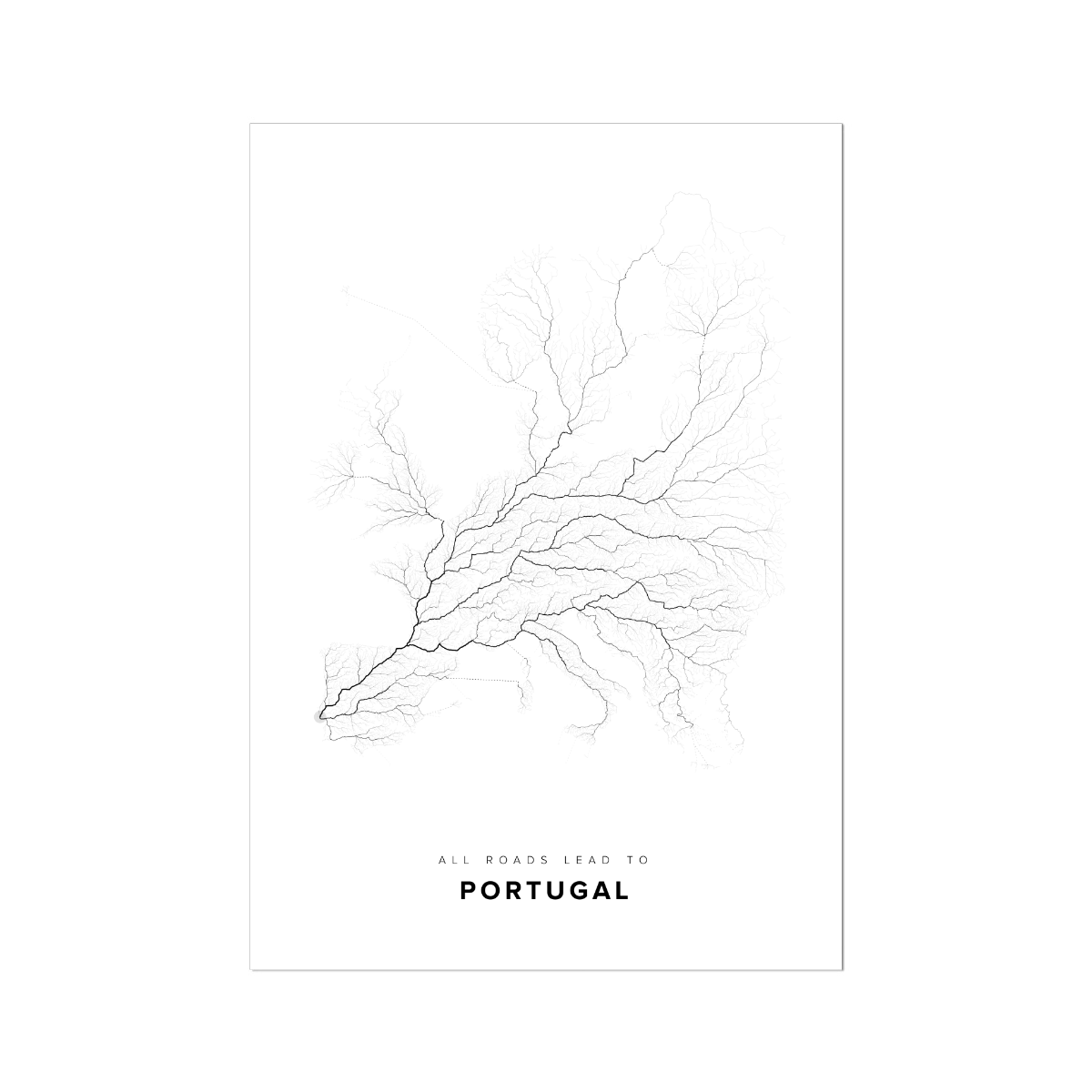 All roads lead to Portugal Fine Art Map Print