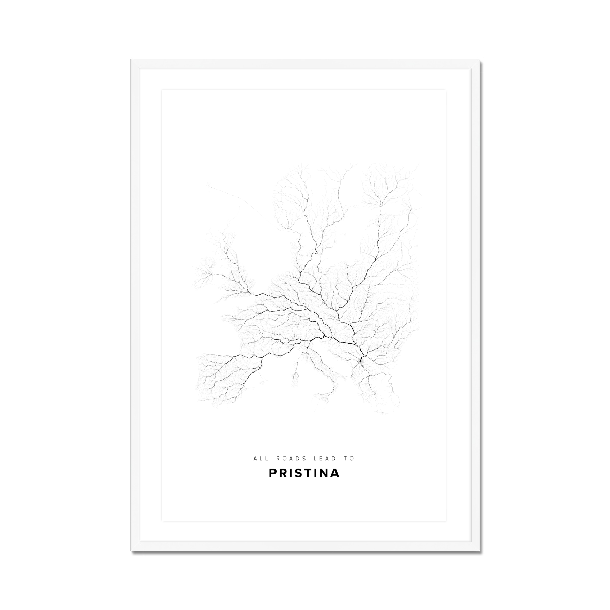 All roads lead to Pristina (Kosovo) Fine Art Map Print