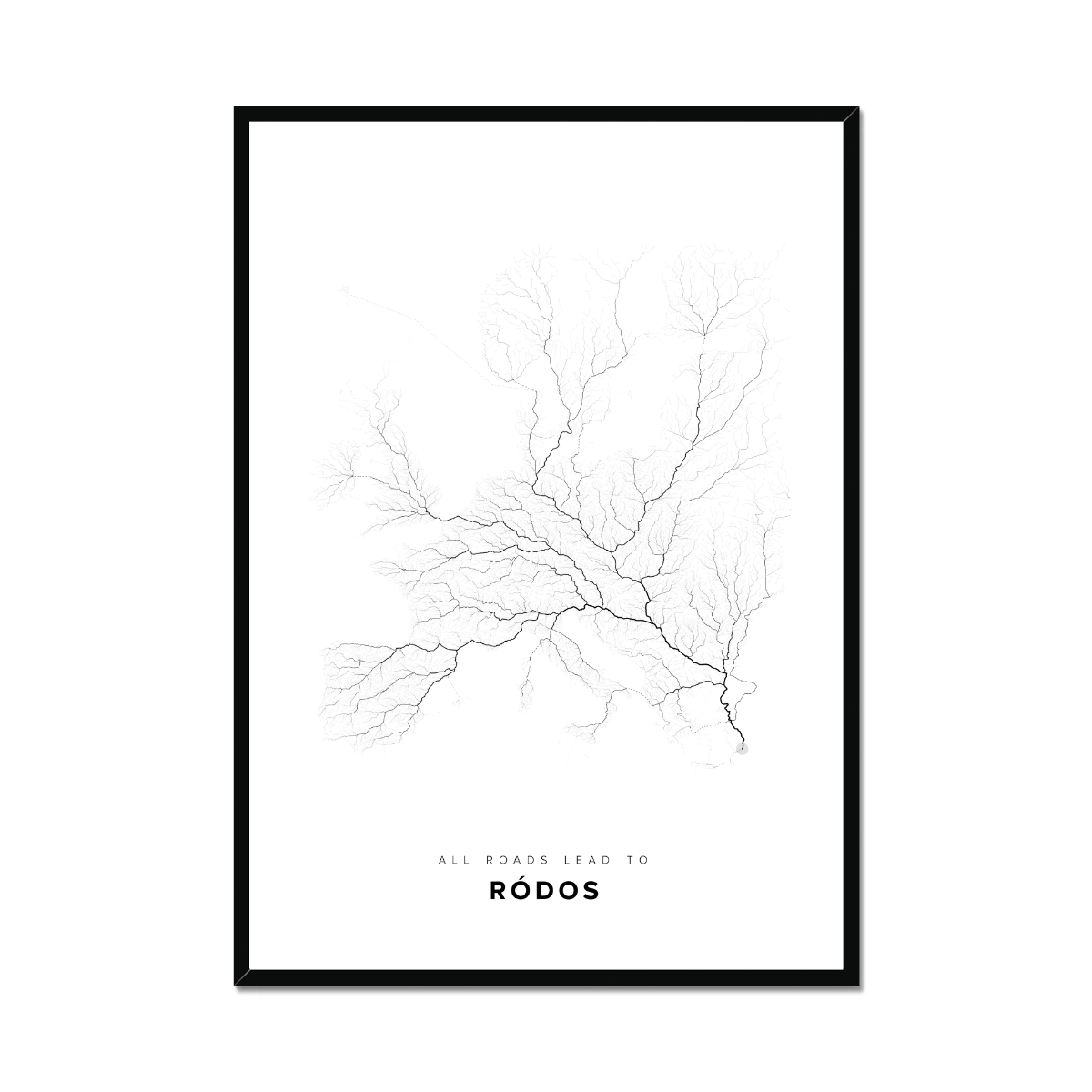 All roads lead to Ródos (Greece) Fine Art Map Print