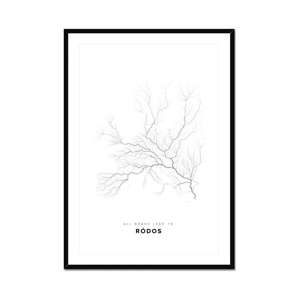 All roads lead to Ródos (Greece) Fine Art Map Print