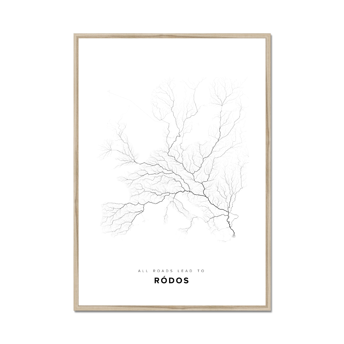 All roads lead to Ródos (Greece) Fine Art Map Print