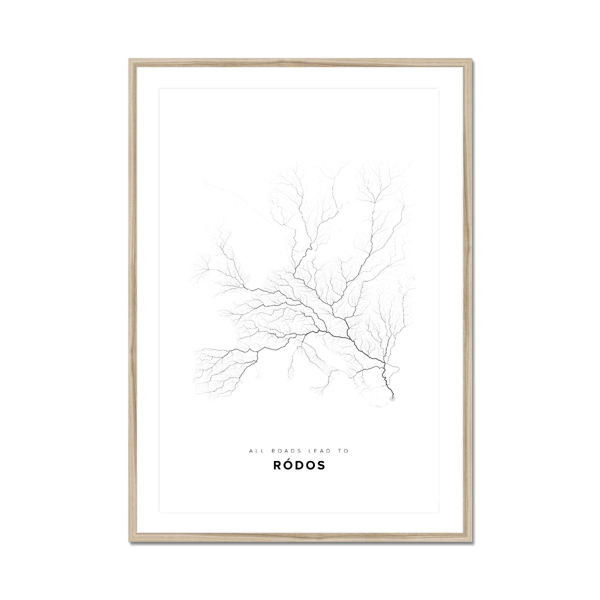 All roads lead to Ródos (Greece) Fine Art Map Print