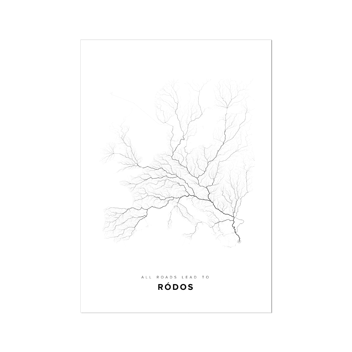 All roads lead to Ródos (Greece) Fine Art Map Print