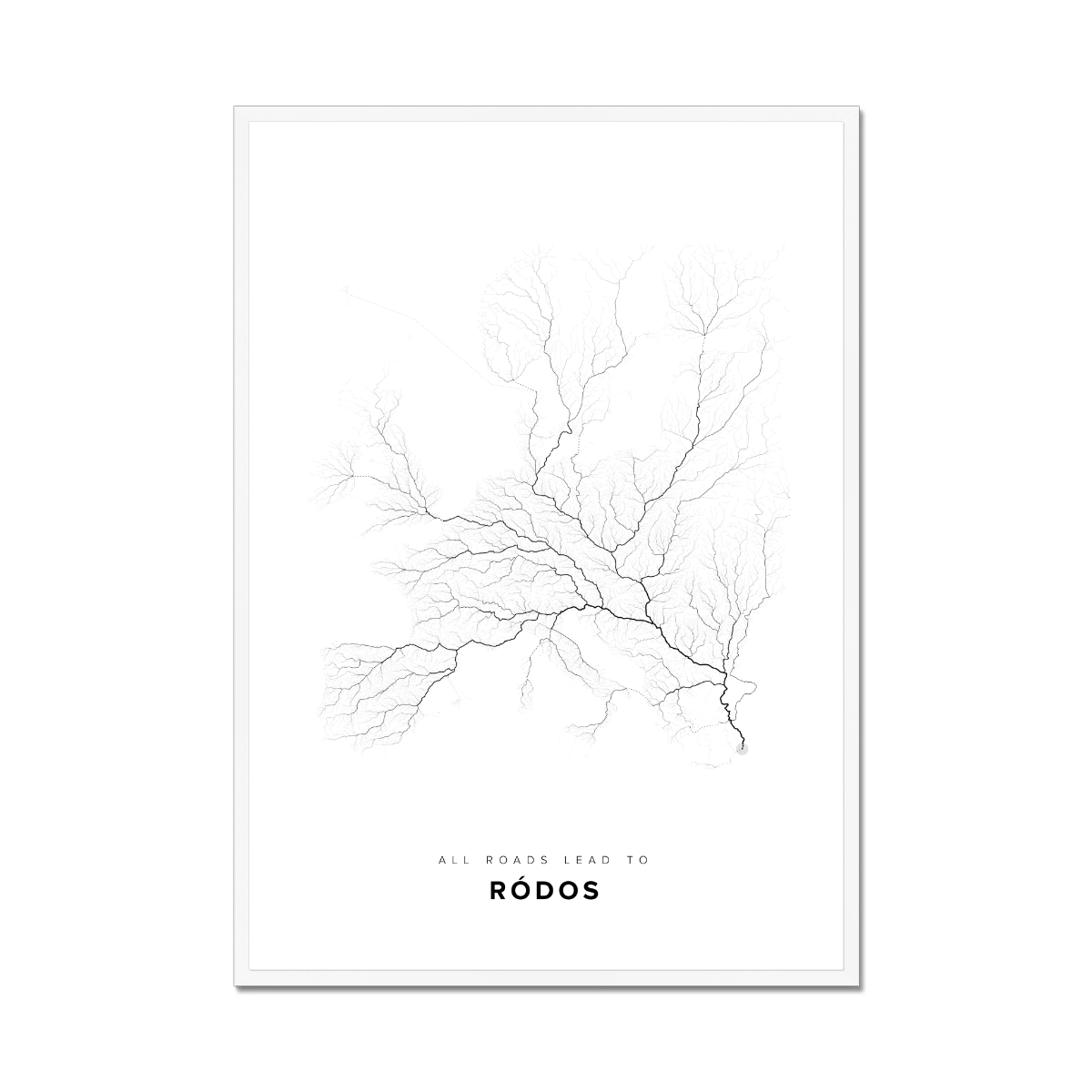 All roads lead to Ródos (Greece) Fine Art Map Print