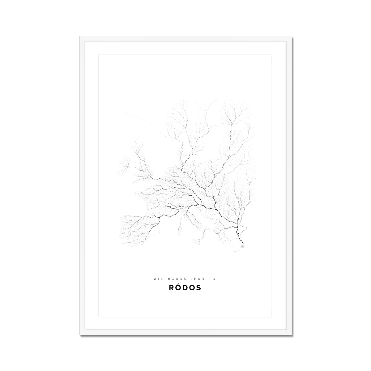All roads lead to Ródos (Greece) Fine Art Map Print