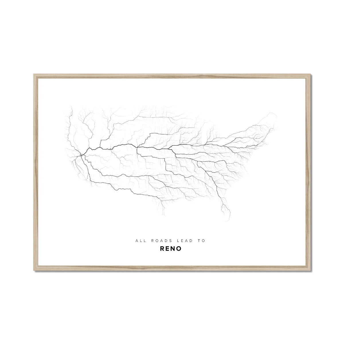 All roads lead to Reno (United States of America) Fine Art Map Print