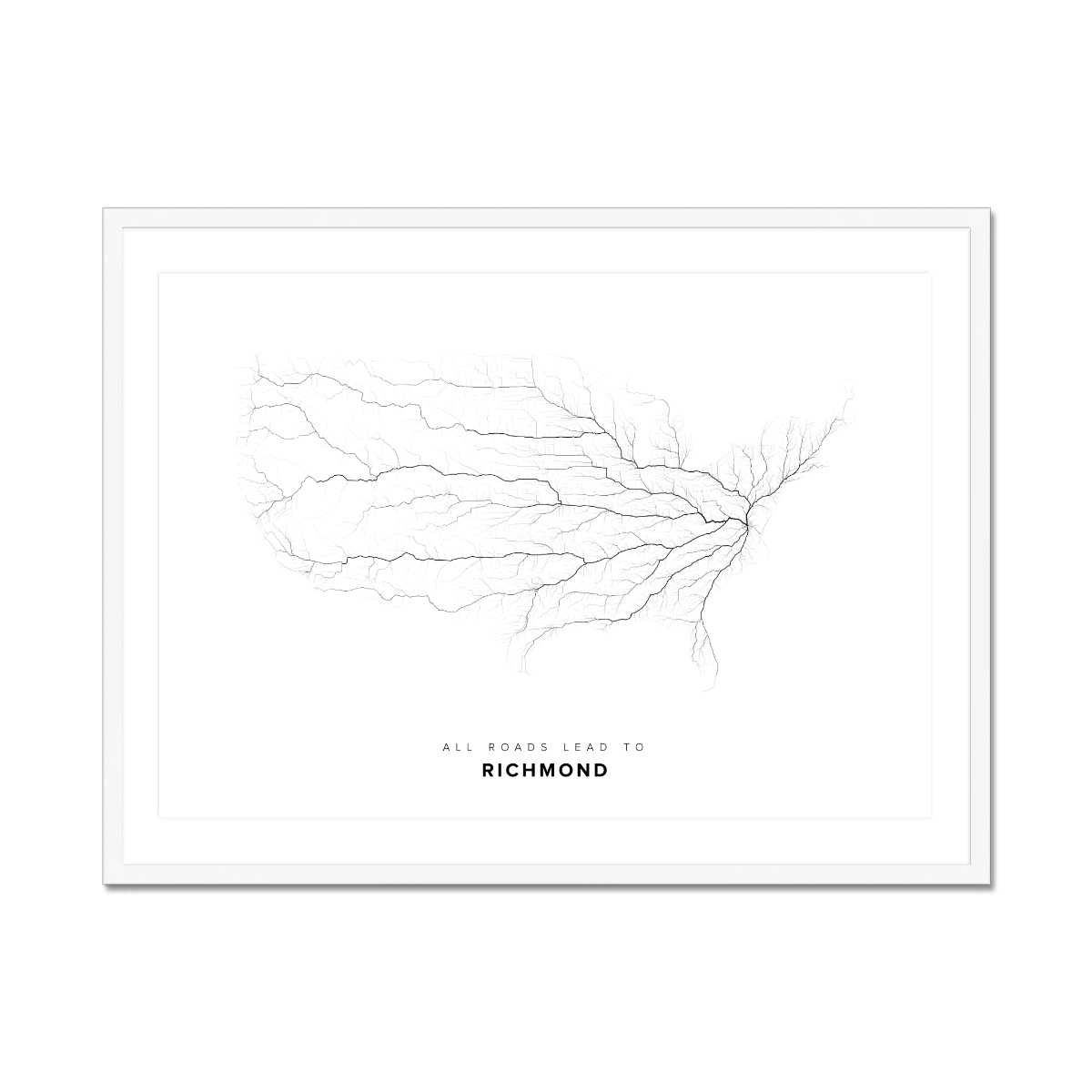All roads lead to Richmond (United States of America) Fine Art Map Print