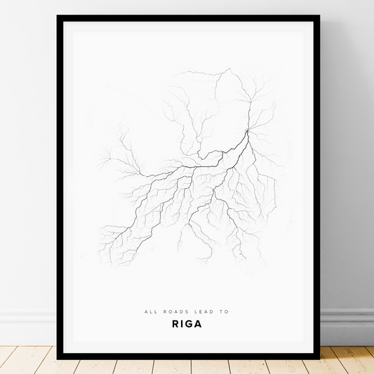 All roads lead to Riga (Latvia) Fine Art Map Print