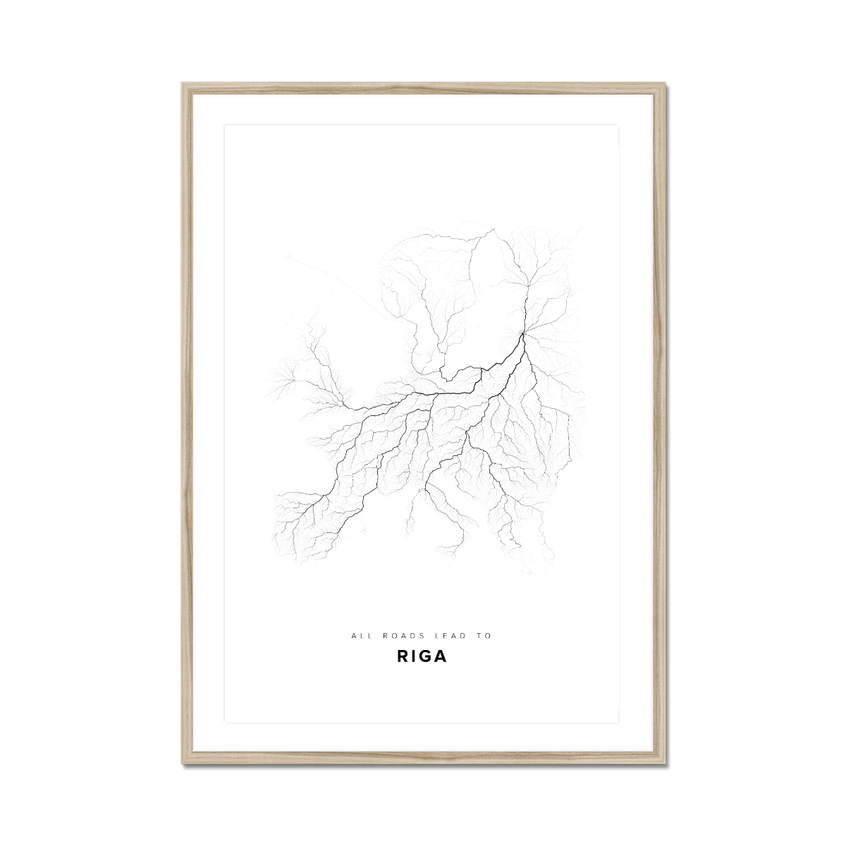 All roads lead to Riga (Latvia) Fine Art Map Print