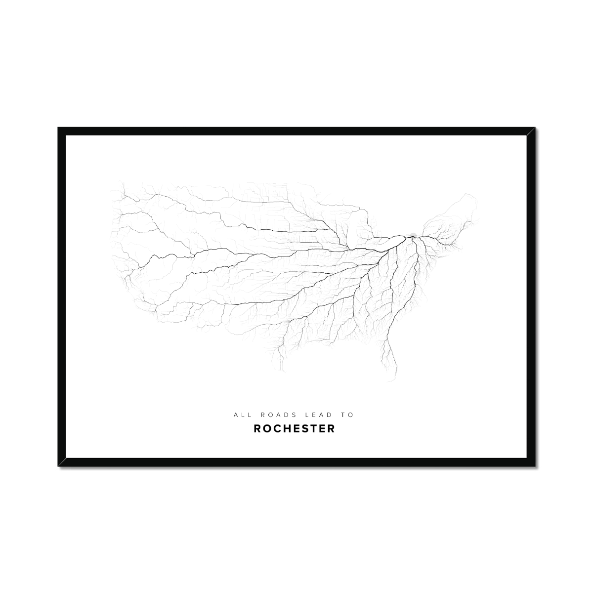 All roads lead to Rochester (United States of America) Fine Art Map Print