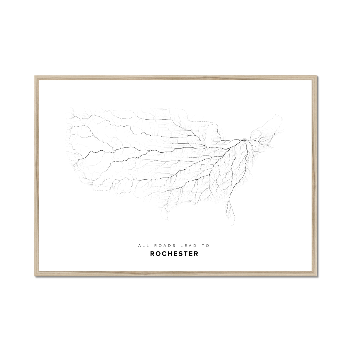 All roads lead to Rochester (United States of America) Fine Art Map Print