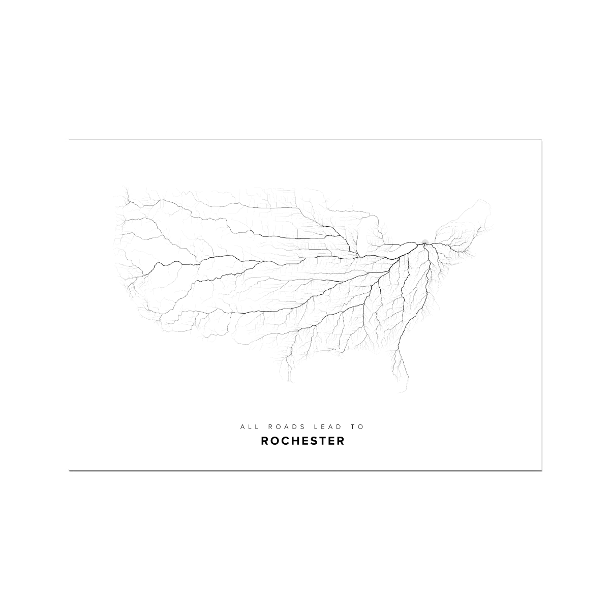 All roads lead to Rochester (United States of America) Fine Art Map Print