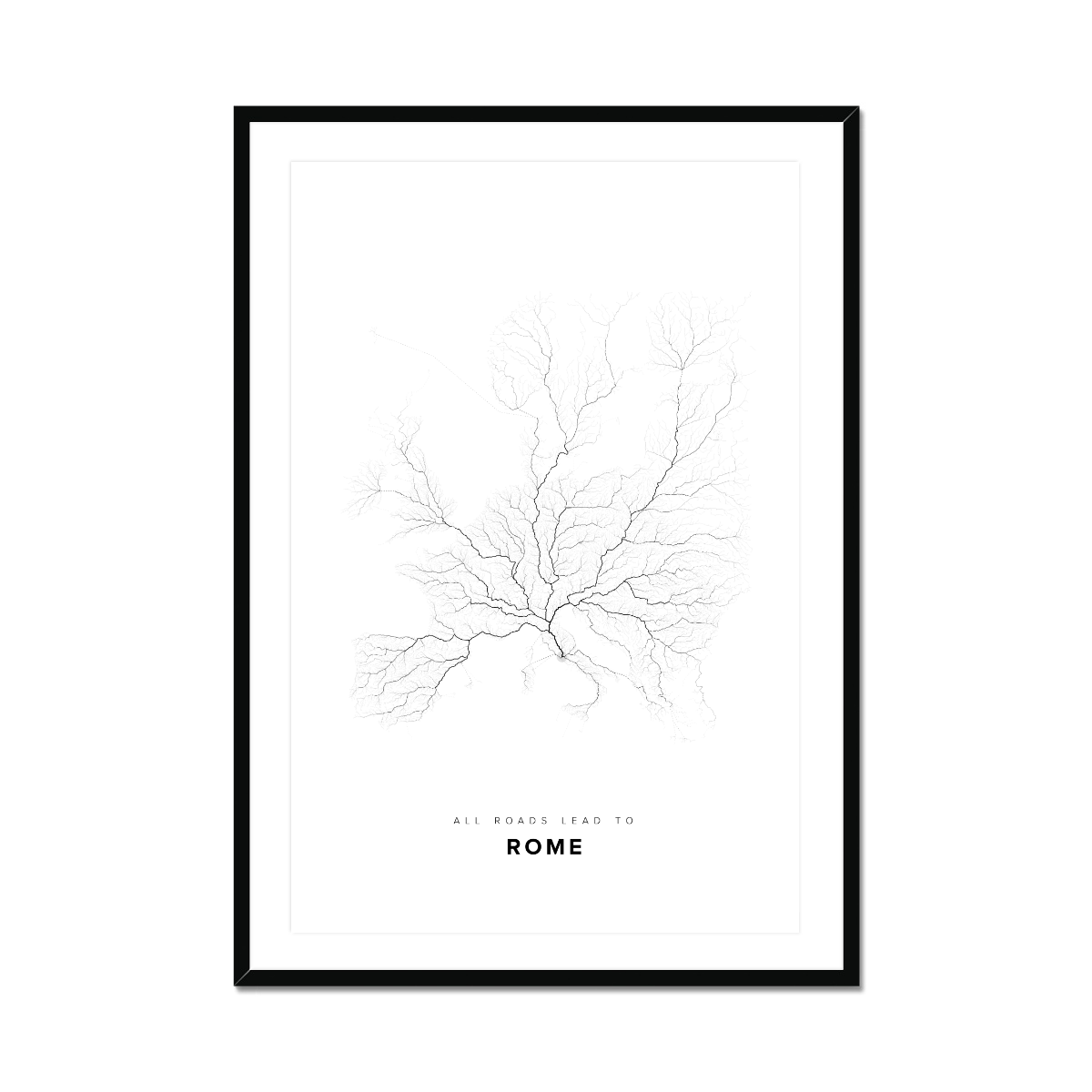 All roads lead to Rome (Italy) Fine Art Map Print