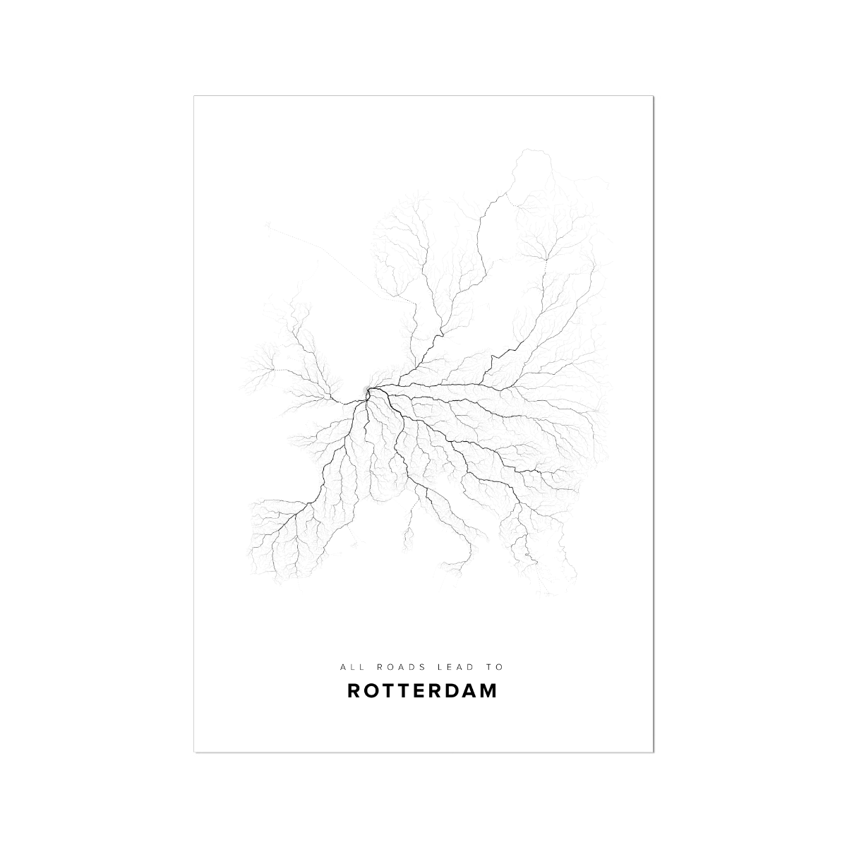 All roads lead to Rotterdam (Netherlands) Fine Art Map Print