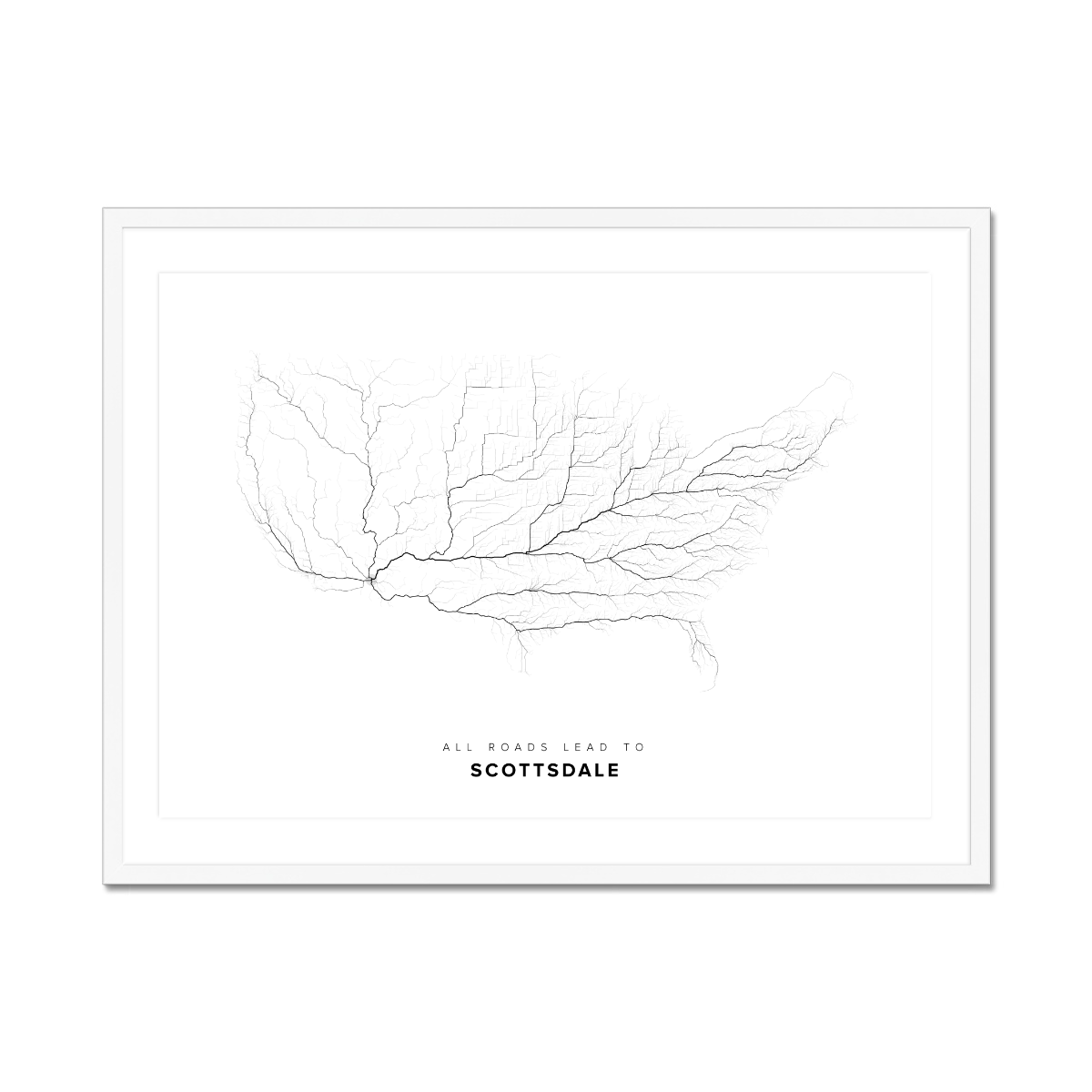 All roads lead to Scottsdale (United States of America) Fine Art Map Print
