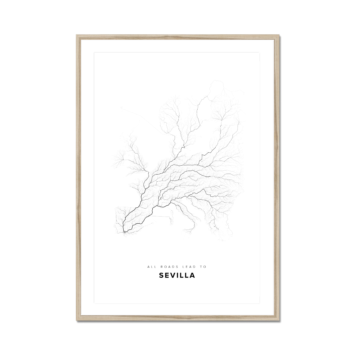 All roads lead to Sevilla (Spain) Fine Art Map Print