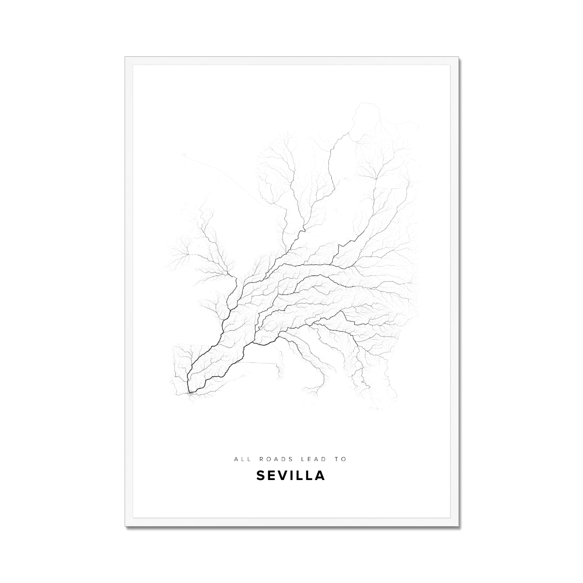 All roads lead to Sevilla (Spain) Fine Art Map Print