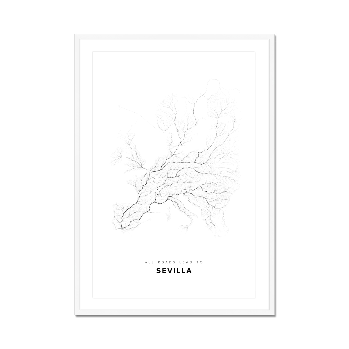 All roads lead to Sevilla (Spain) Fine Art Map Print