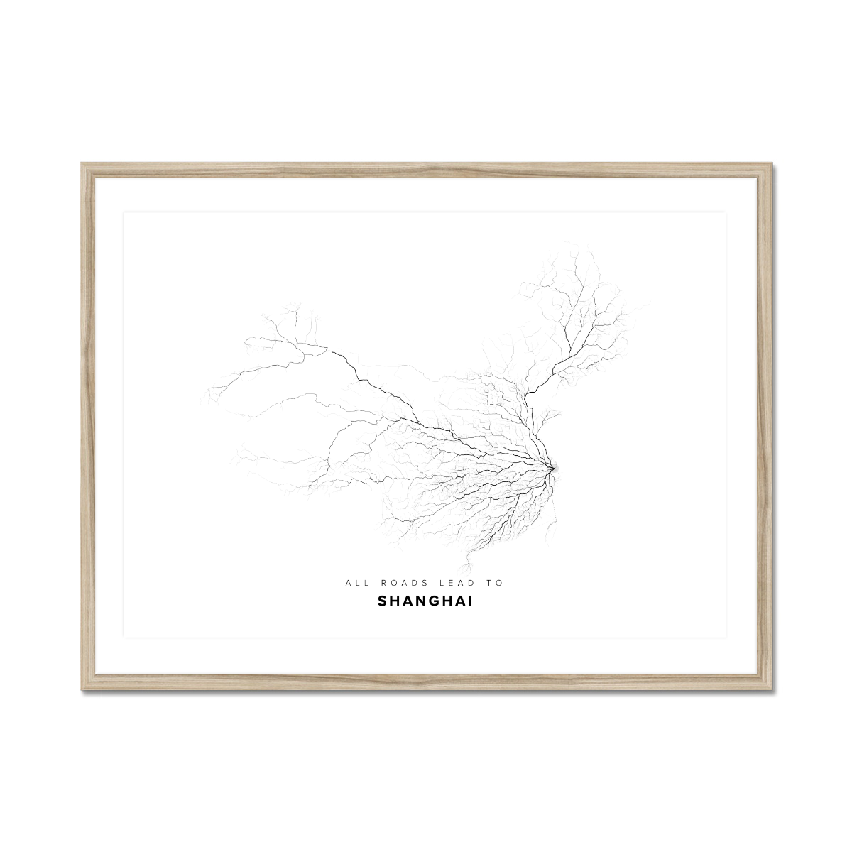 All roads lead to Shanghai (China) Fine Art Map Print