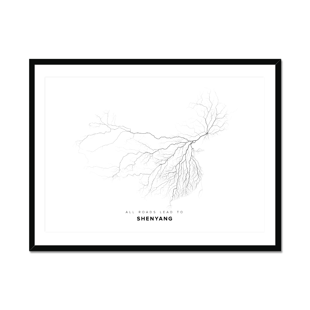 All roads lead to Shenyang (China) Fine Art Map Print