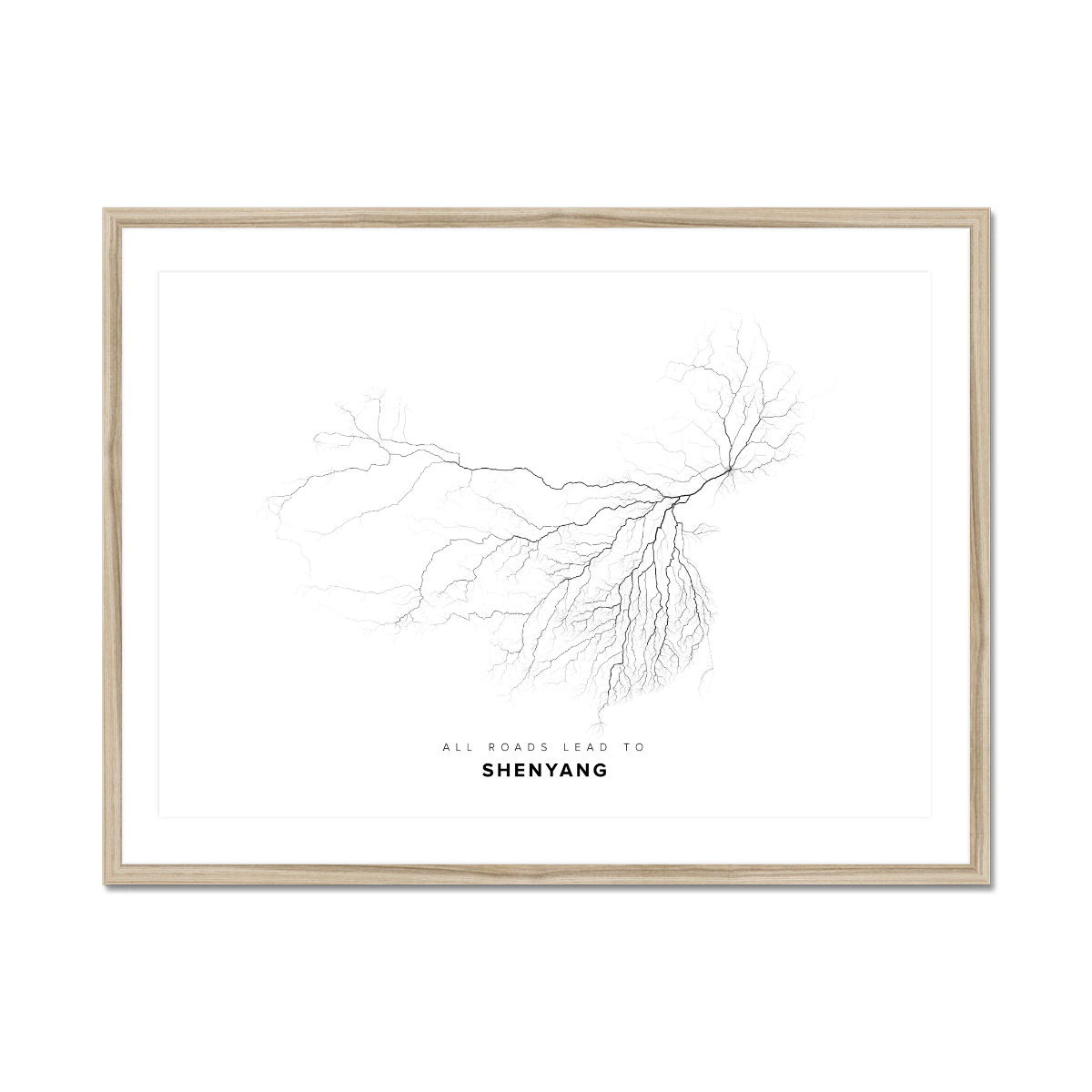All roads lead to Shenyang (China) Fine Art Map Print
