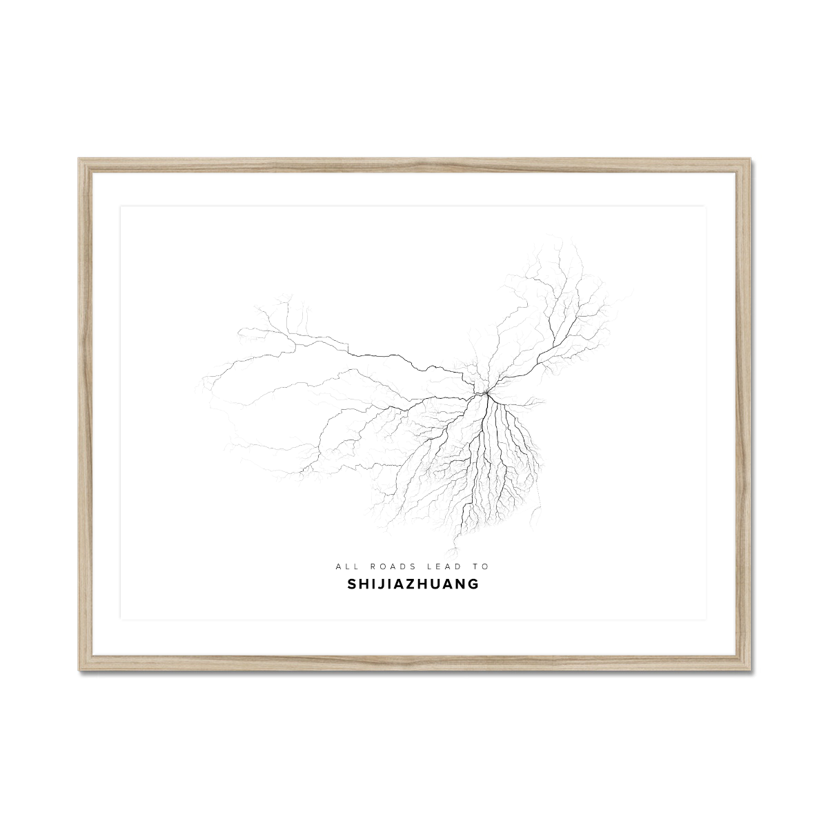 All roads lead to Shijiazhuang (China) Fine Art Map Print