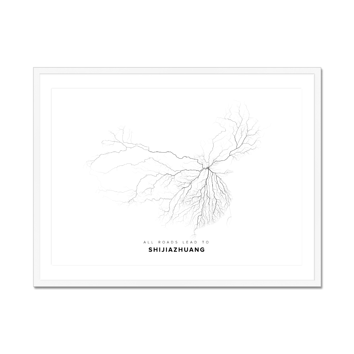 All roads lead to Shijiazhuang (China) Fine Art Map Print