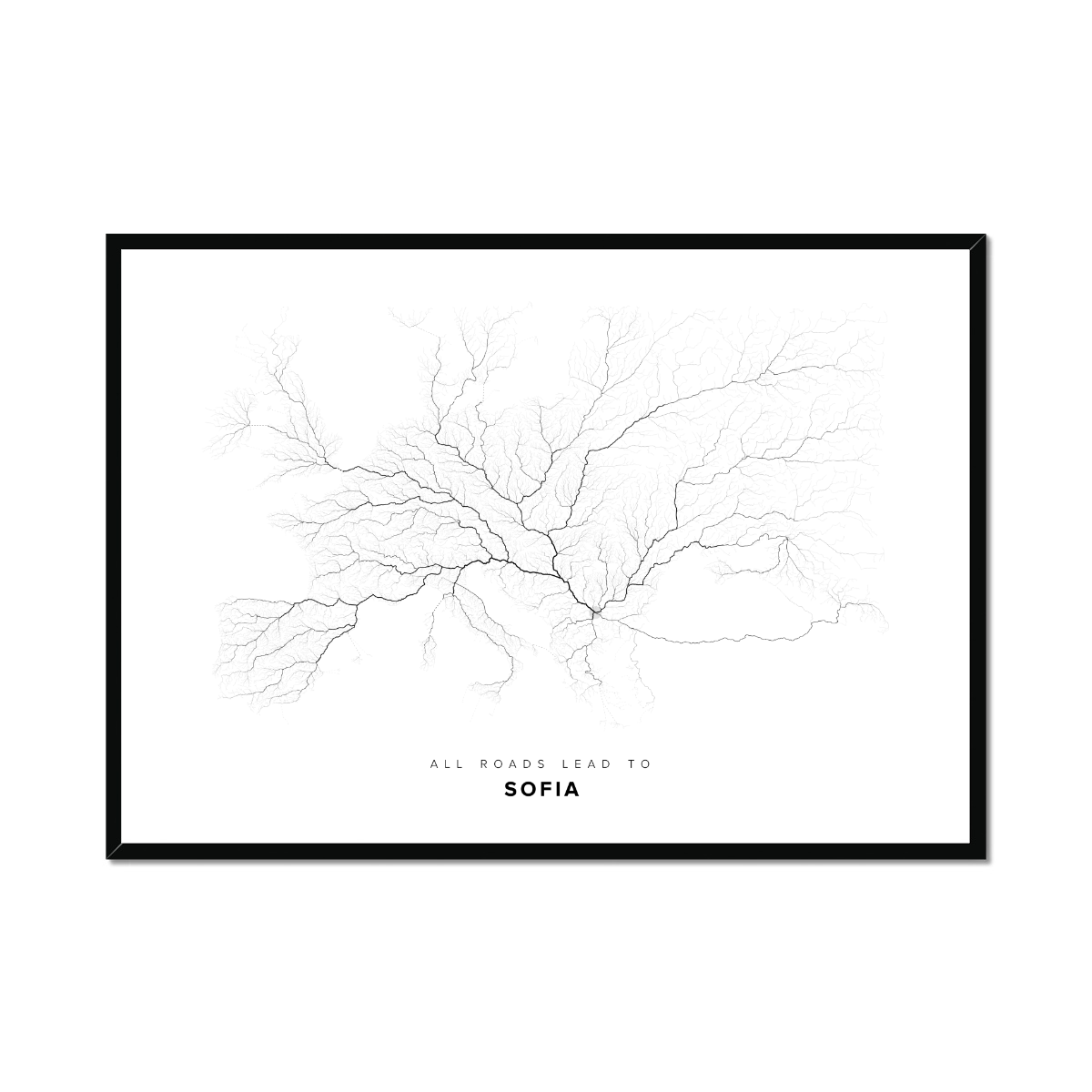 All roads lead to Sofia (Bulgaria) Fine Art Map Print