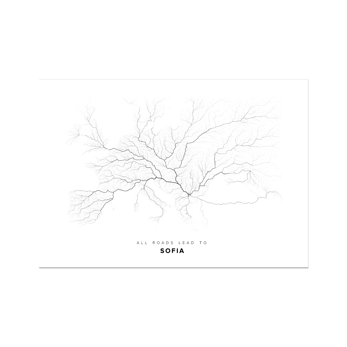All roads lead to Sofia (Bulgaria) Fine Art Map Print