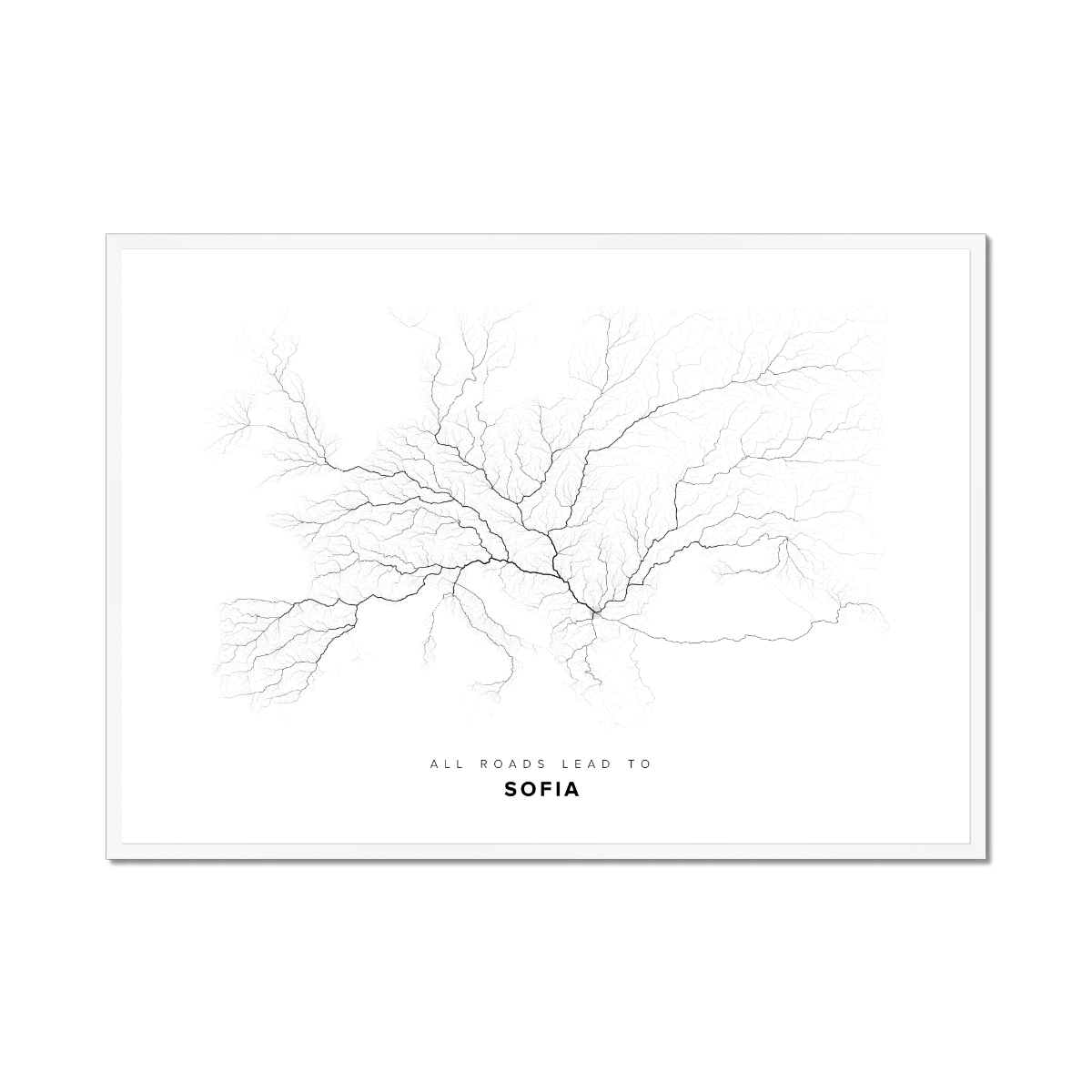All roads lead to Sofia (Bulgaria) Fine Art Map Print