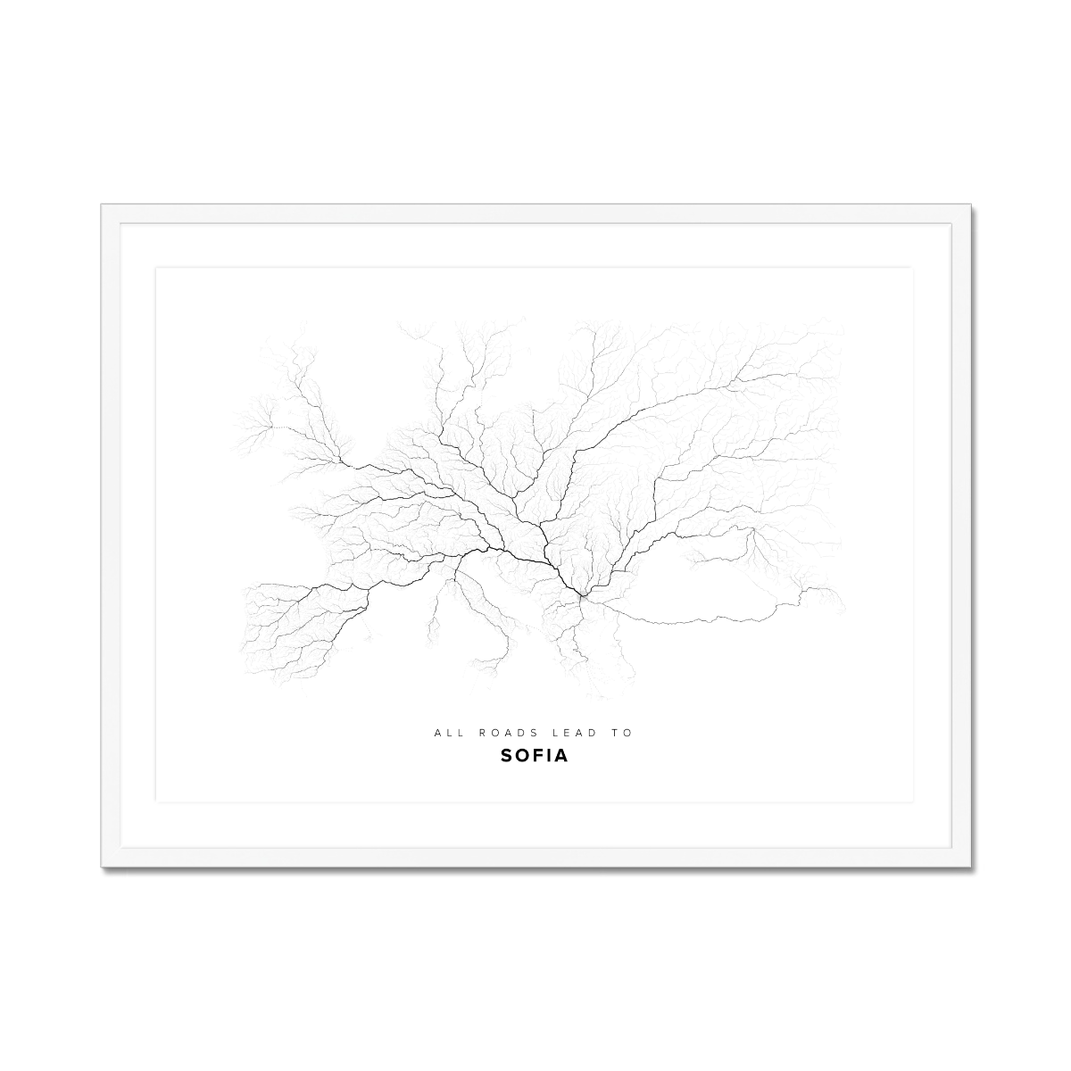 All roads lead to Sofia (Bulgaria) Fine Art Map Print