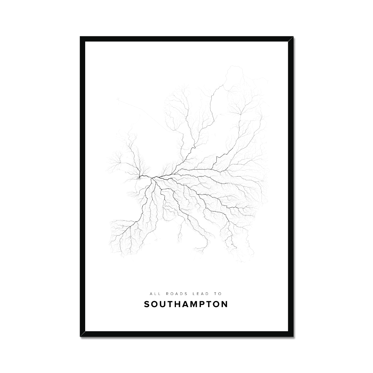 All roads lead to Southampton (United Kingdom of Great Britain and Northern Ireland) Fine Art Map Print
