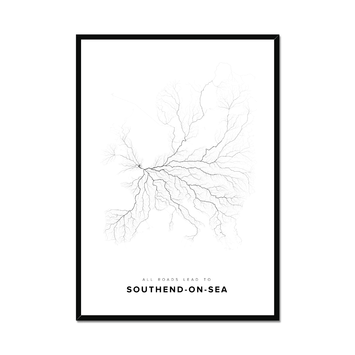 All roads lead to Southend-on-Sea (United Kingdom of Great Britain and Northern Ireland) Fine Art Map Print