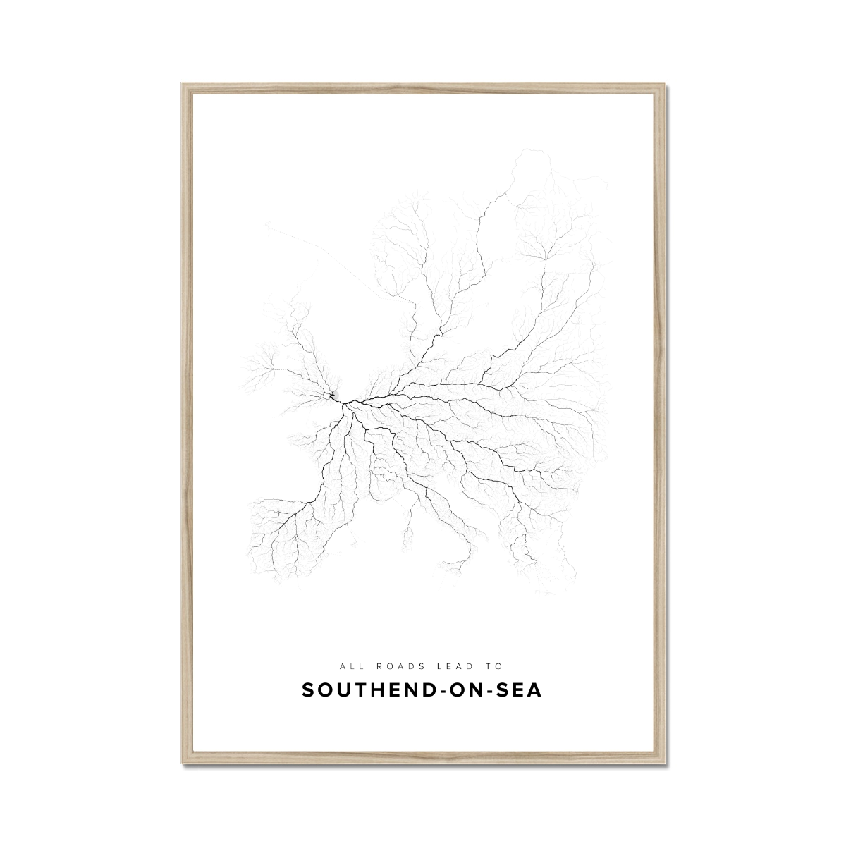 All roads lead to Southend-on-Sea (United Kingdom of Great Britain and Northern Ireland) Fine Art Map Print