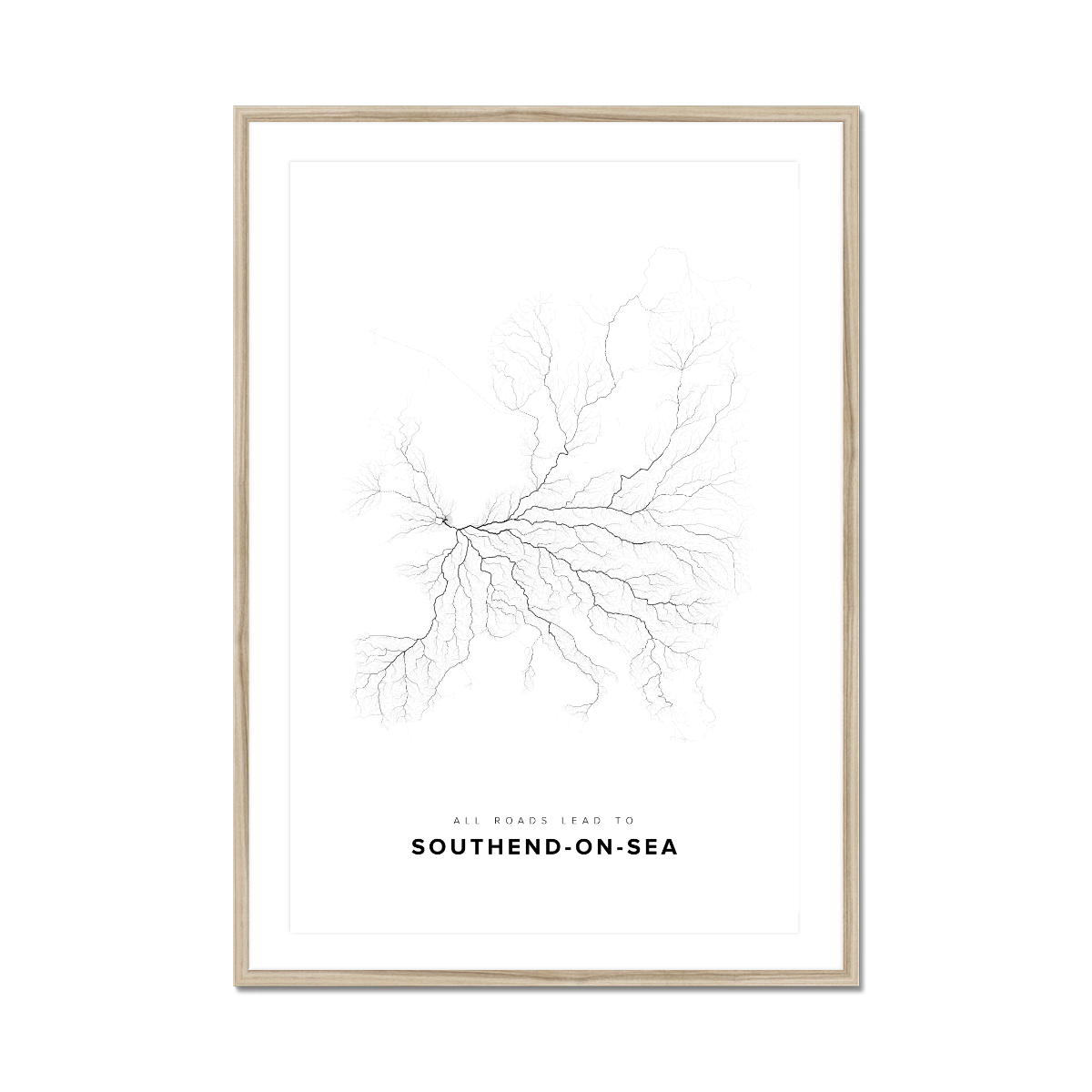 All roads lead to Southend-on-Sea (United Kingdom of Great Britain and Northern Ireland) Fine Art Map Print