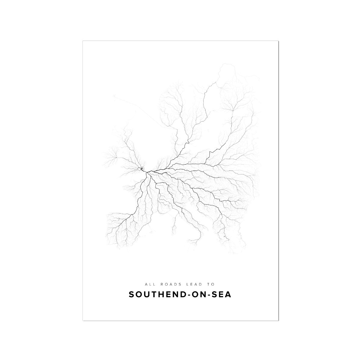 All roads lead to Southend-on-Sea (United Kingdom of Great Britain and Northern Ireland) Fine Art Map Print